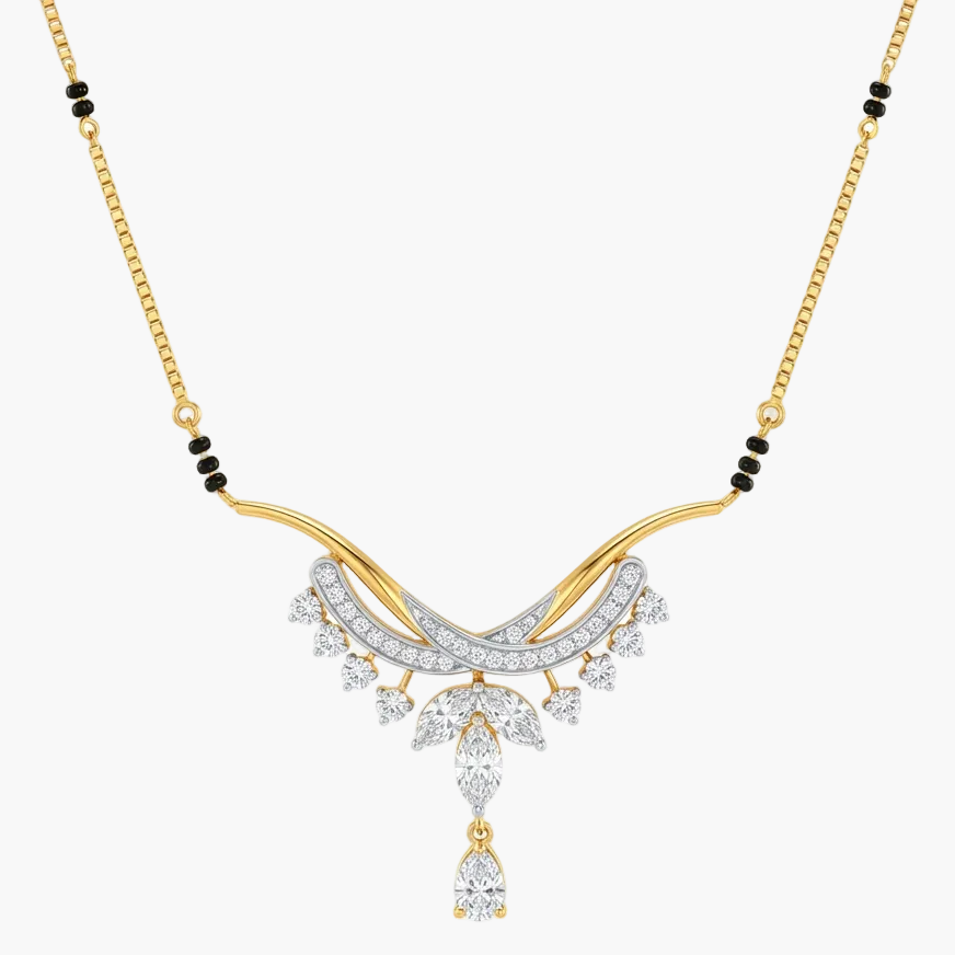 Radiant Drop-Accented Curved Diamond Mangalsutra