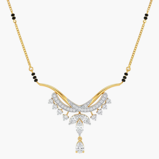 Radiant Drop-Accented Curved Diamond Mangalsutra