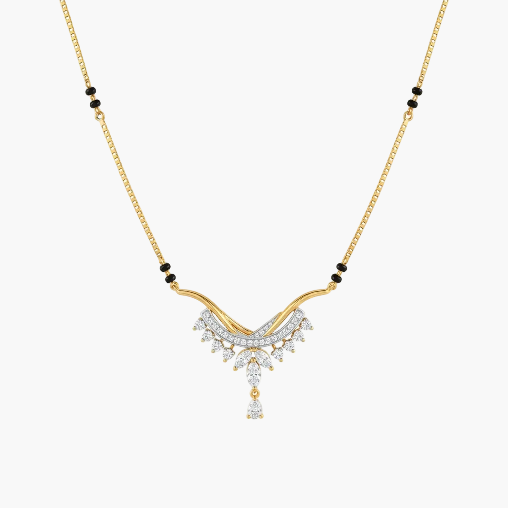 Radiant Drop-Accented Curved Diamond Mangalsutra