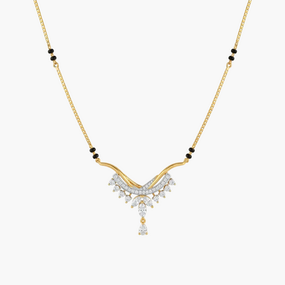 Radiant Drop-Accented Curved Diamond Mangalsutra