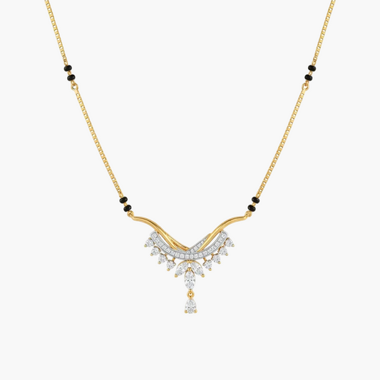 Radiant Drop-Accented Curved Diamond Mangalsutra