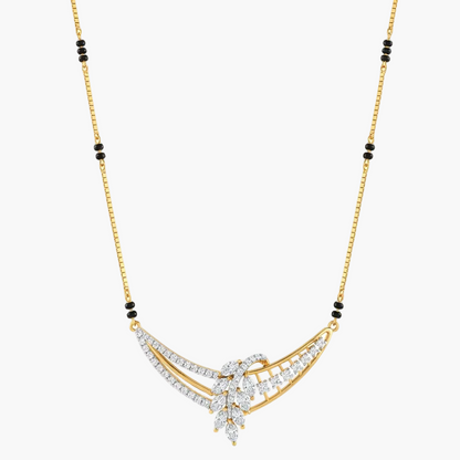 Exquisite Cascading Leaf Design Diamond Mangalsutra