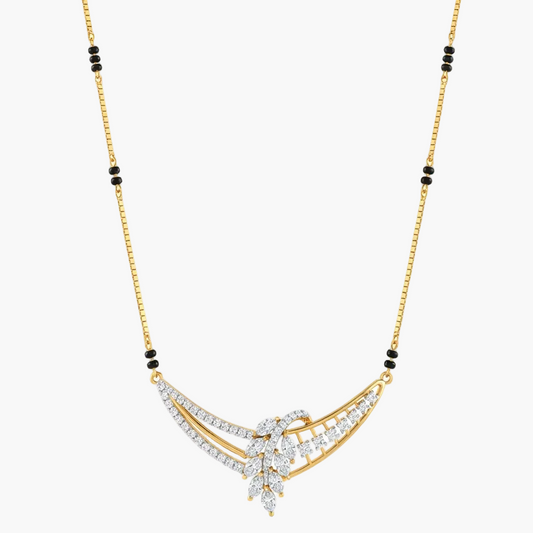 Exquisite Cascading Leaf Design Diamond Mangalsutra