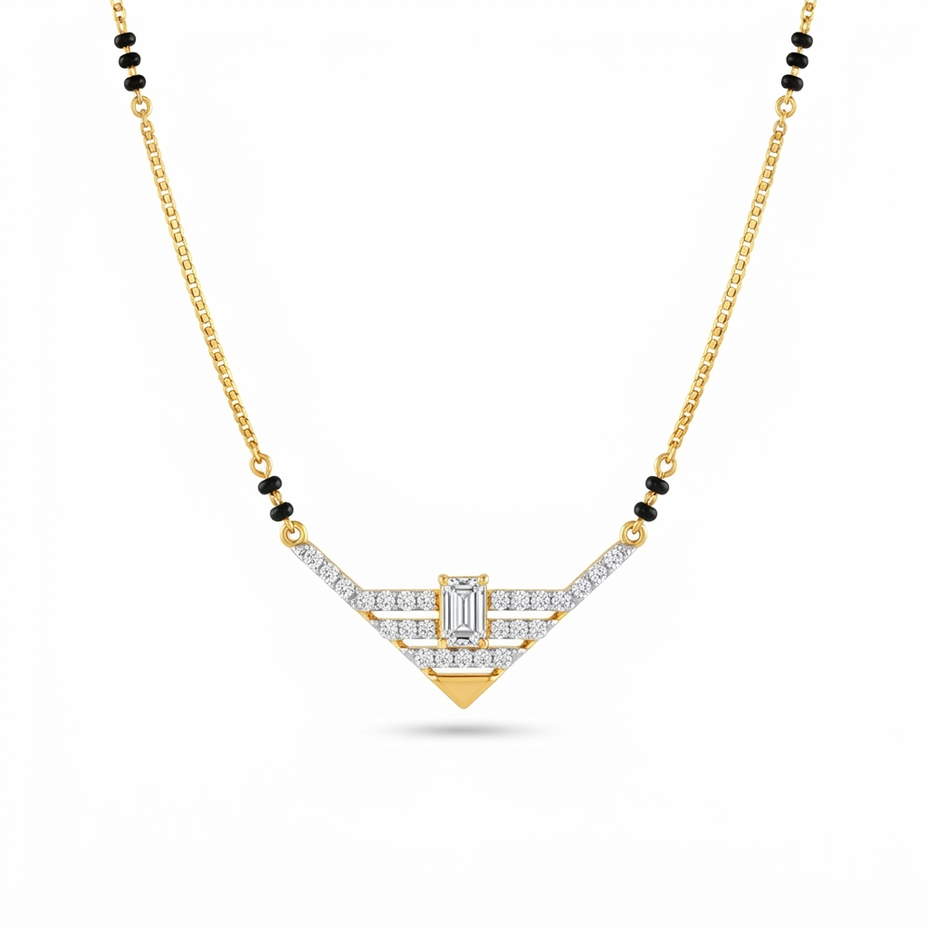 Modern Architectural V-Shape Diamond Mangalsutra