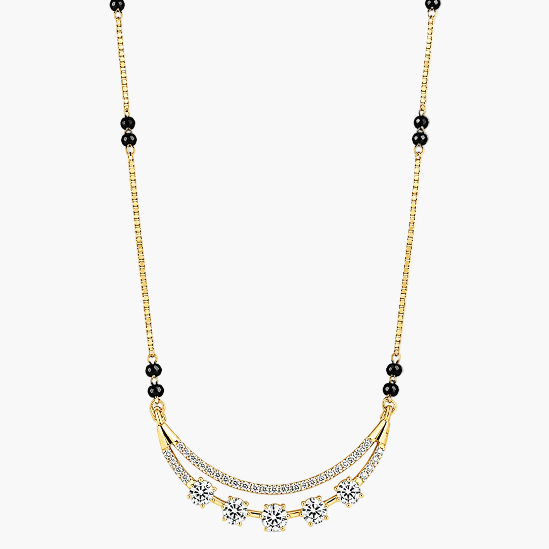 Double-Arc Five-Stone Station Diamond Mangalsutra