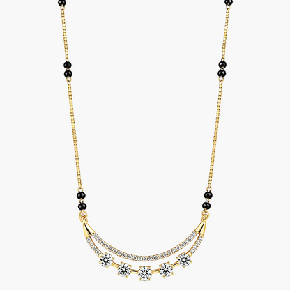 Double-Arc Five-Stone Station Diamond Mangalsutra