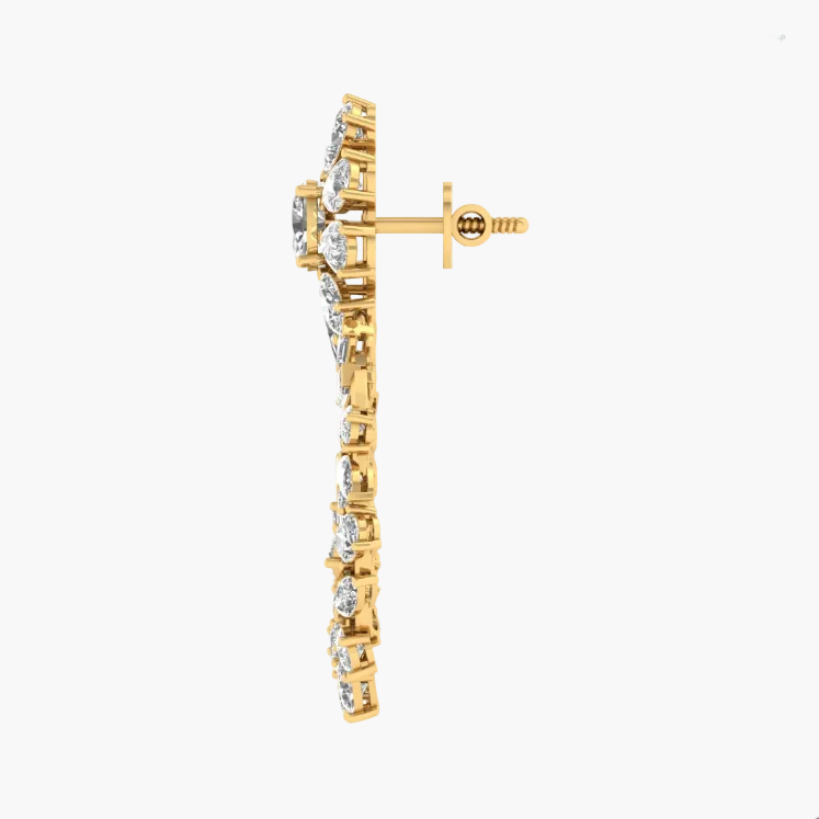 Imperial Cluster & Baguette Drop Diamond Earrings