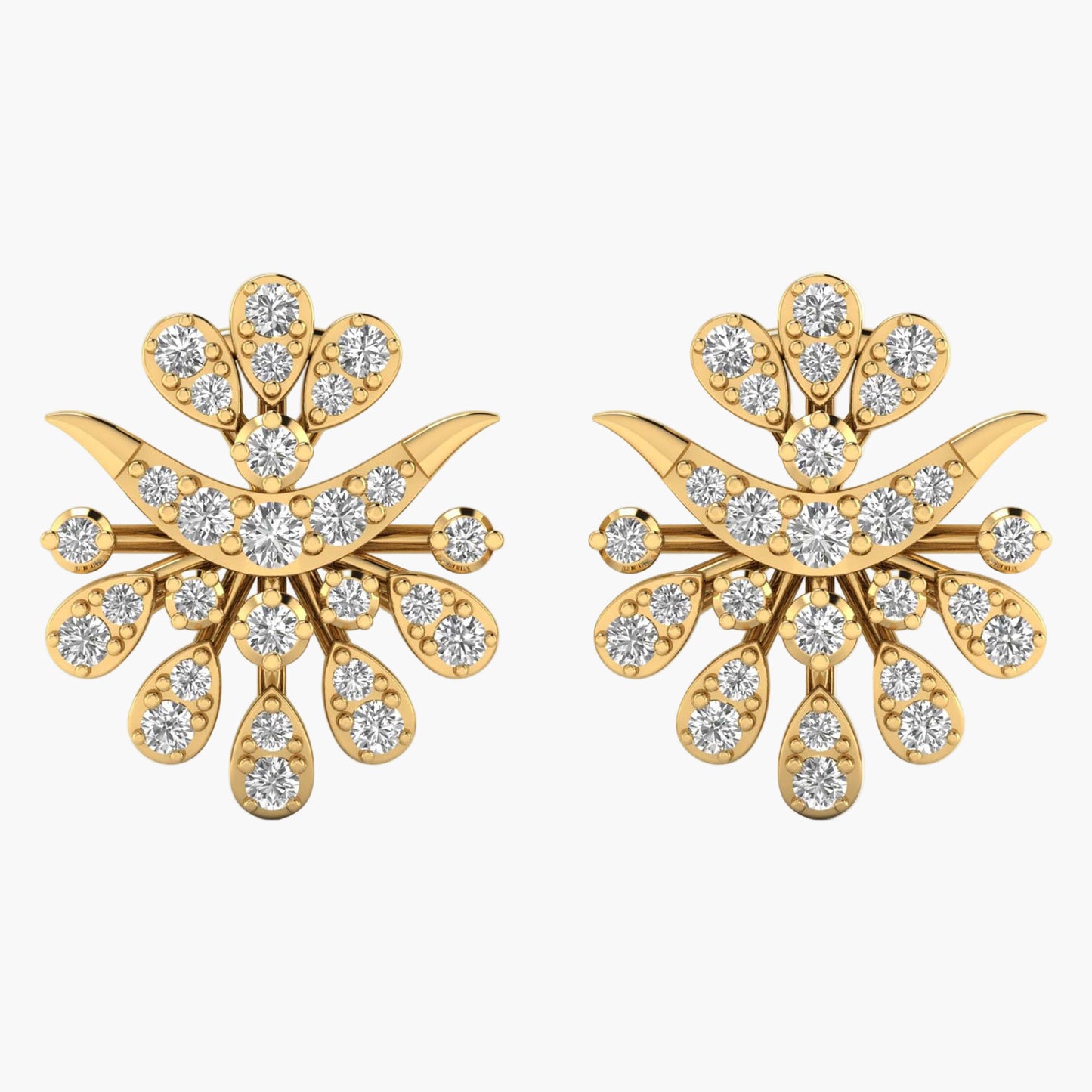 Snowflake Ear Jacket Diamond Earrings