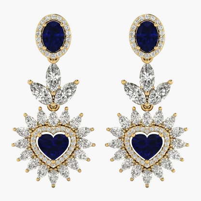 Majestic Sapphire Heartburst Diamond Earrings