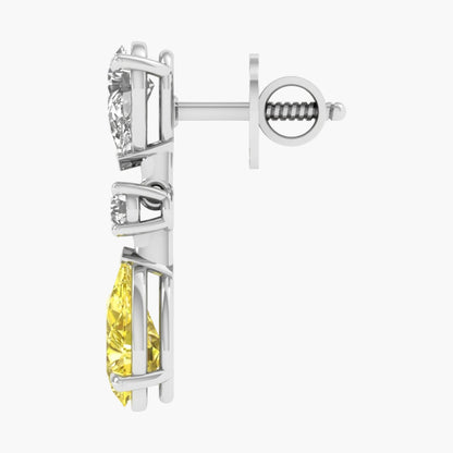 Diamond earring with yellow gemstone on a white background, branded 'Green Lab'.