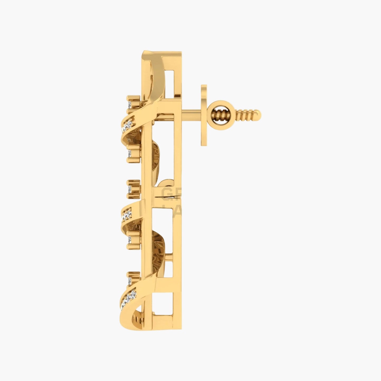 Gold earring on a white background