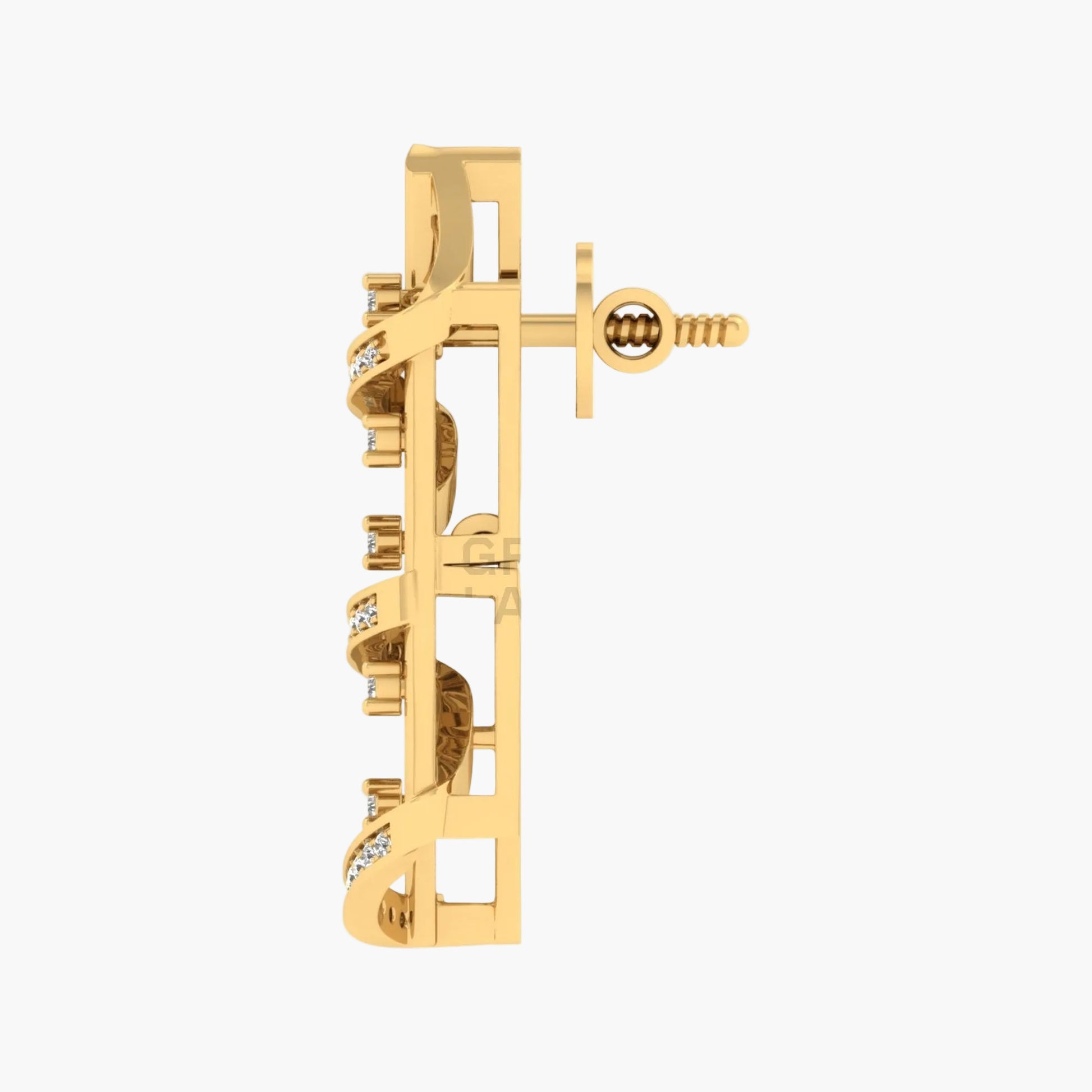 Gold earring on a white background