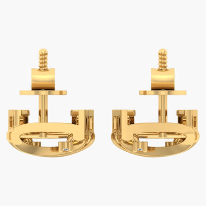 Gold earrings on a white background