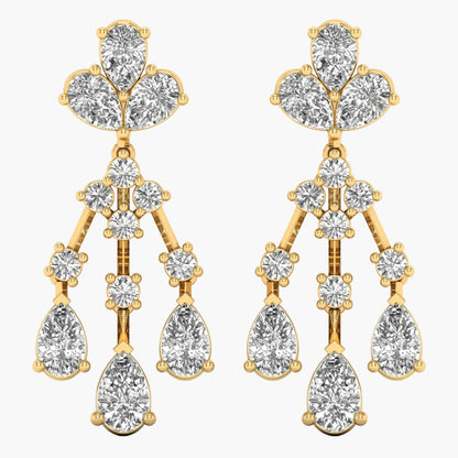 Gold and diamond earrings on a white background with 'Green Lab' branding.