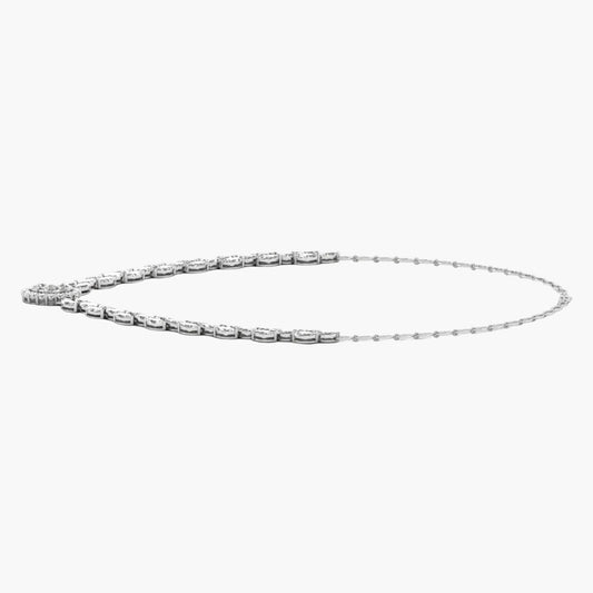 Silver chain necklace on a white background