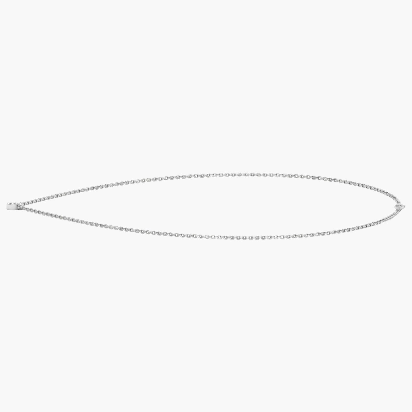 Silver chain necklace on a white background