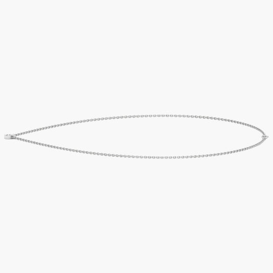 Silver chain necklace on a white background