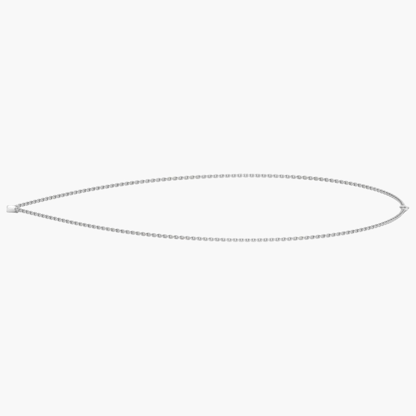 Silver chain necklace on a white background