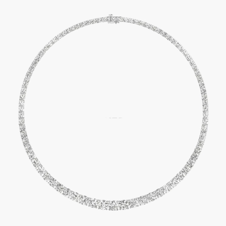 Silver necklace with small stones on a white background, featuring 'Green Lab' branding.