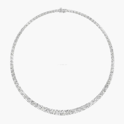 Silver necklace with small stones on a white background, featuring 'Green Lab' branding.
