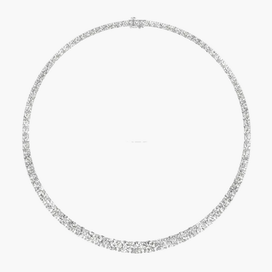 Silver necklace with small stones on a white background, featuring 'Green Lab' branding.