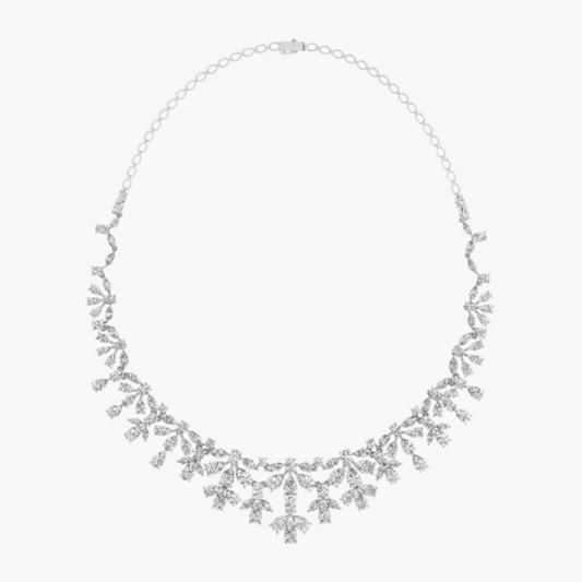 Silver necklace with intricate design on a white background, branded 'Green Lab'.