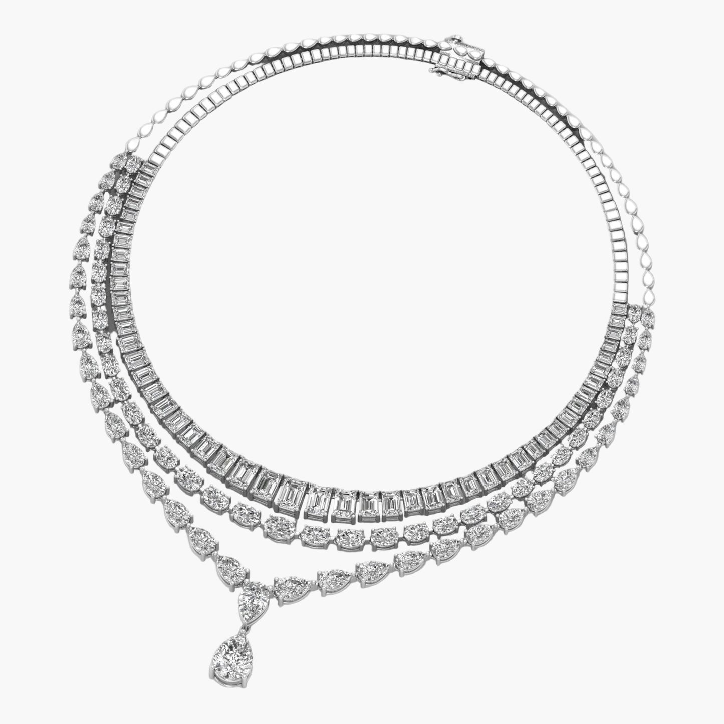 Diamond necklace on a white background