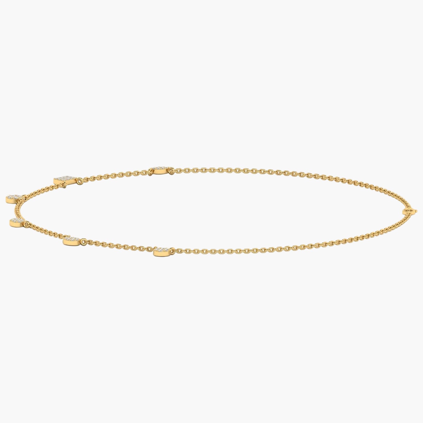 Gold anklet on a white background