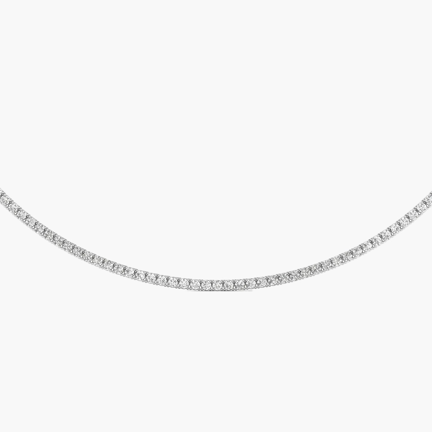 Diamond tennis necklace on a white background