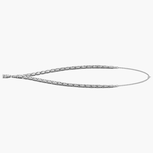 Silver chain necklace on a white background