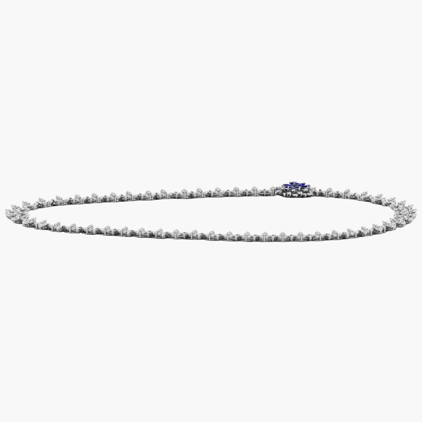 Necklace with small stones on a white background