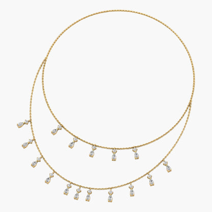 Gold necklace with diamond-like beads on a white background, branded 'Green Lab'.