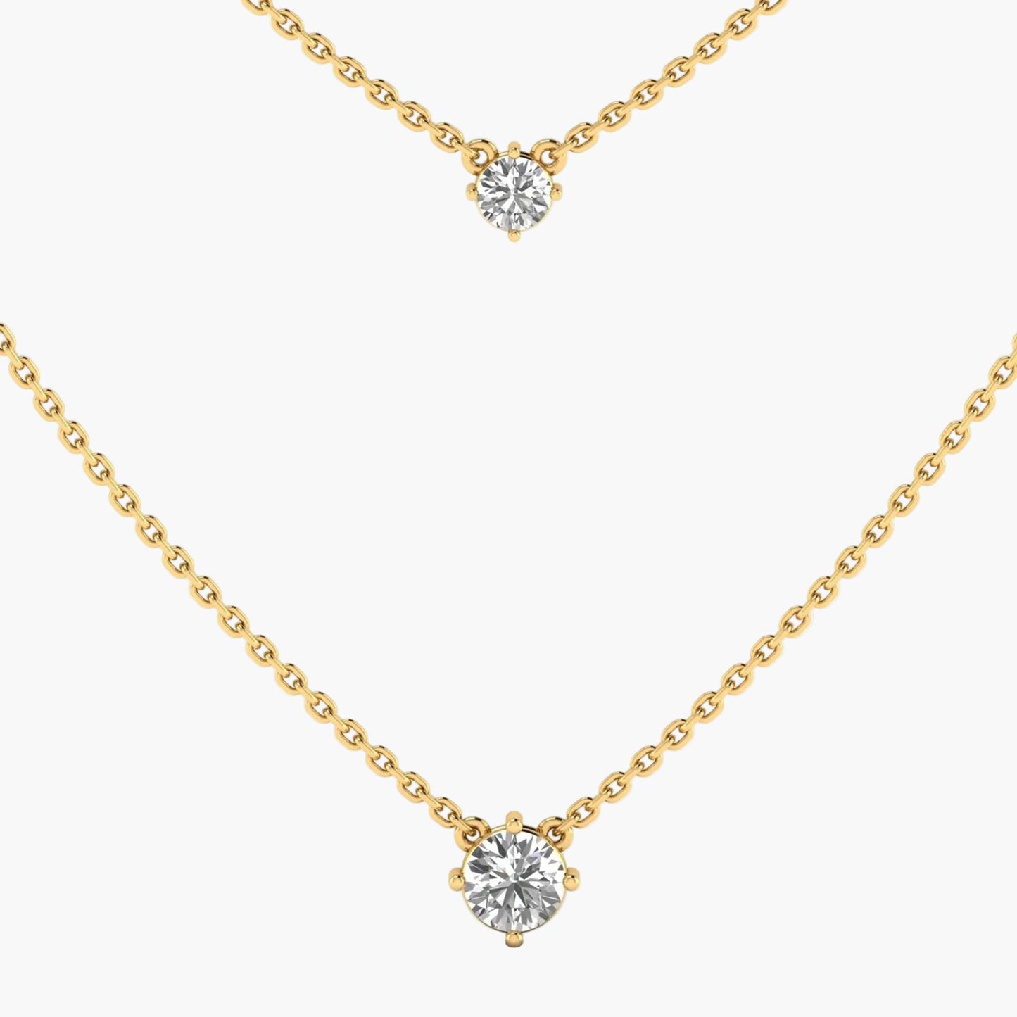 Gold necklace with diamond pendants on a white background, branded 'Green Lab'.