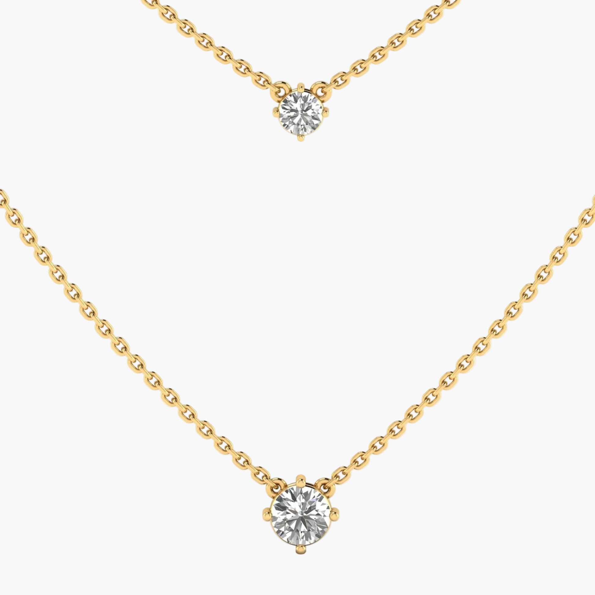 Gold necklace with diamond pendants on a white background, branded 'Green Lab'.
