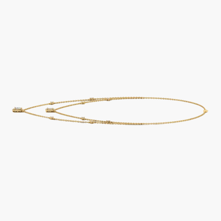 Gold necklace on a white background