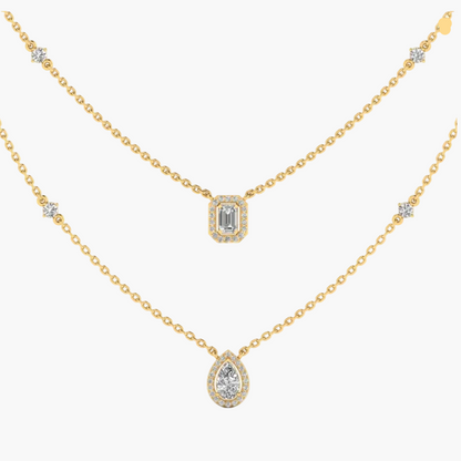 Gold necklace with two pendant options on a white background, branded 'Green Lab'.