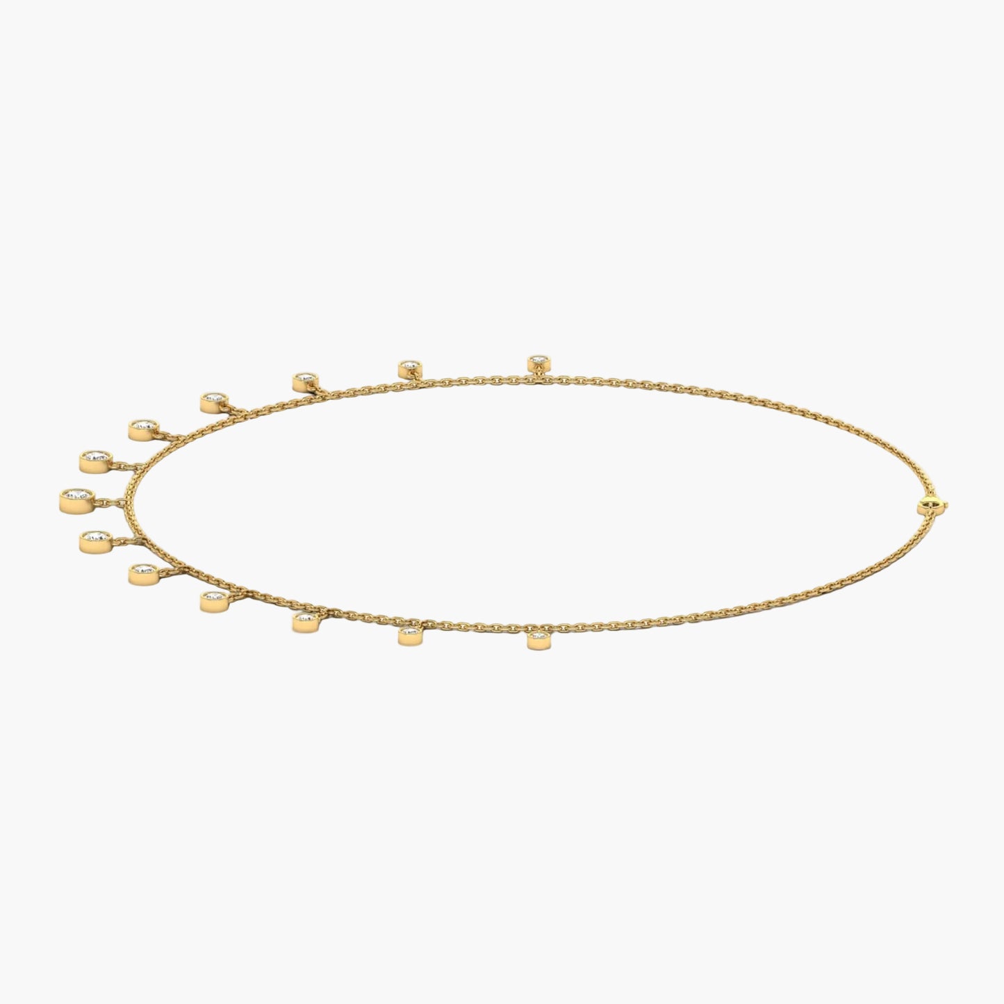 Gold necklace with small beads on a white background, branded 'Green Lab'.
