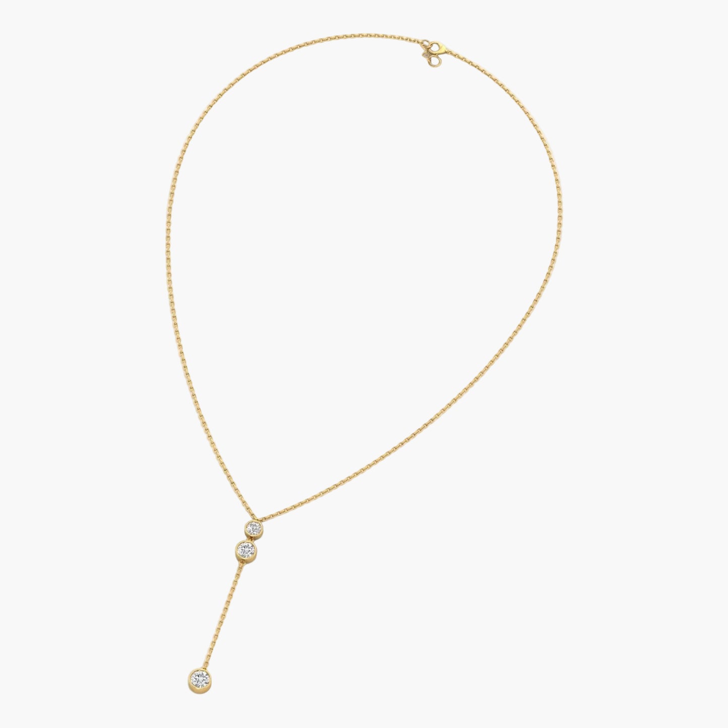 Gold necklace with small diamonds on a white background, branded 'Green Lab'.