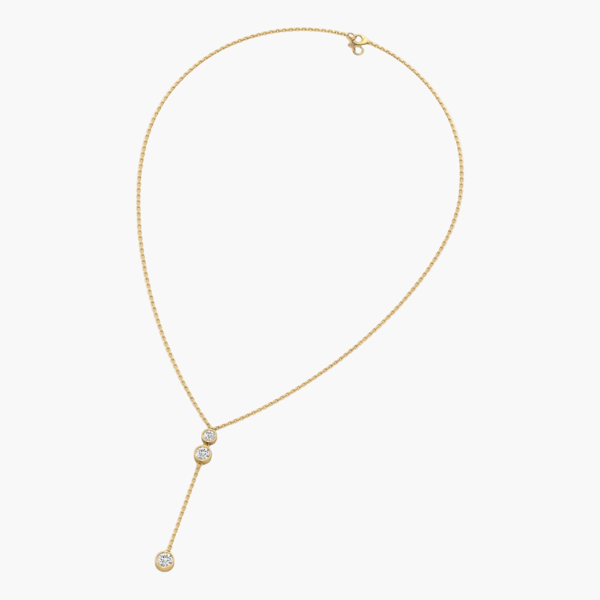 Gold necklace with small diamonds on a white background, branded 'Green Lab'.