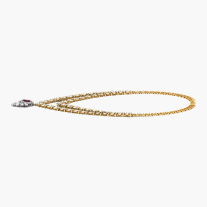 Gold chain necklace on a white background