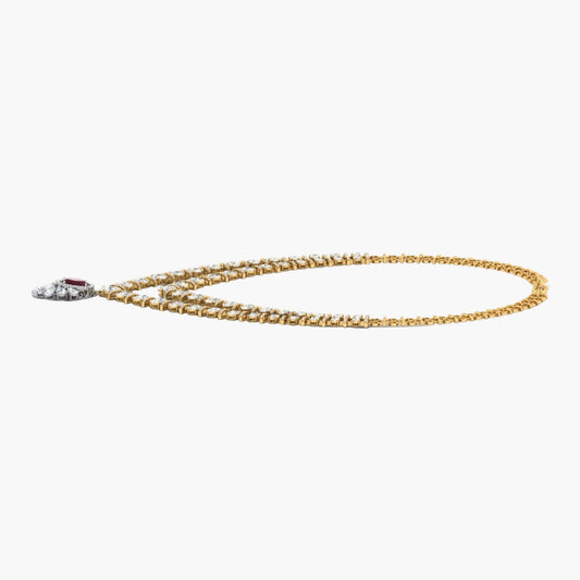 Gold chain necklace on a white background
