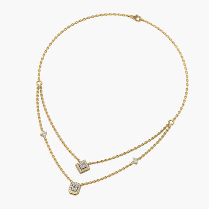 Gold necklace with diamond accents on a white background, branded 'Green Lab'.
