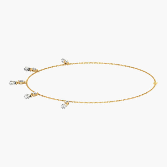 Gold bracelet with small beads on a white background, branded 'Green Lab'.