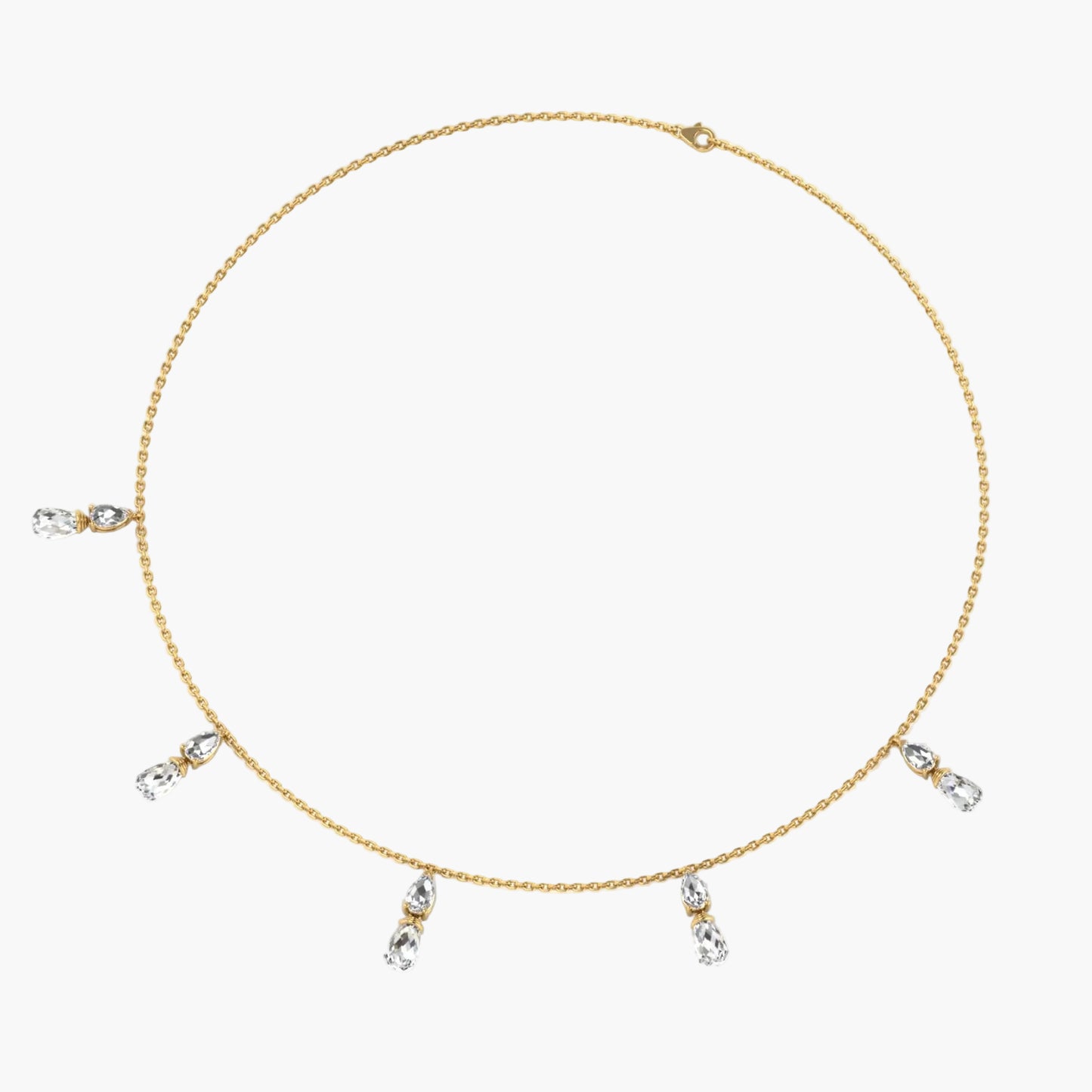 Gold necklace with small pendants on a white background, branded 'Green Lab'.