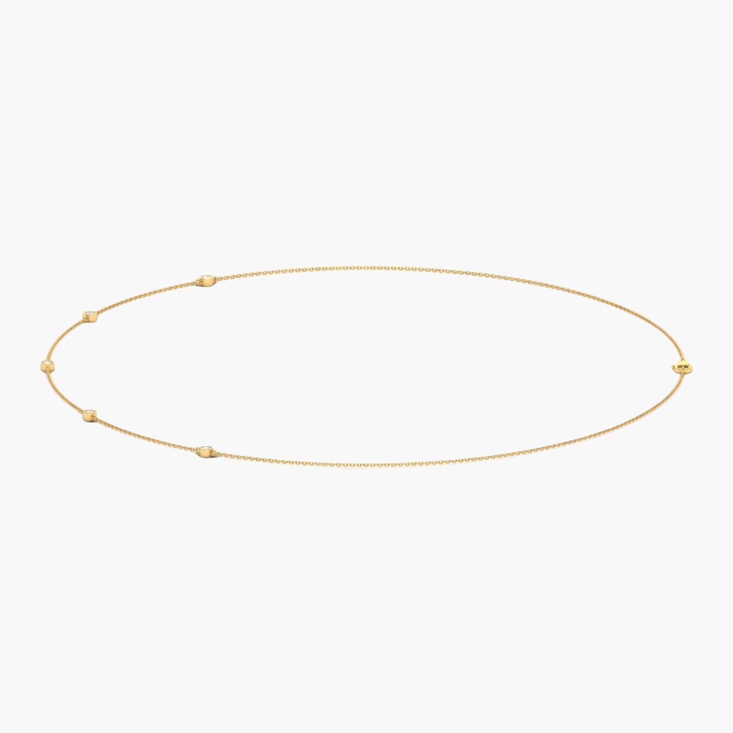 Gold necklace with small beads on a white background, branded 'Green Lab'.