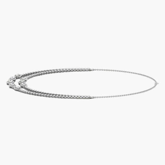 Silver bracelet with small stones on a white background, branded 'Green Lab'.