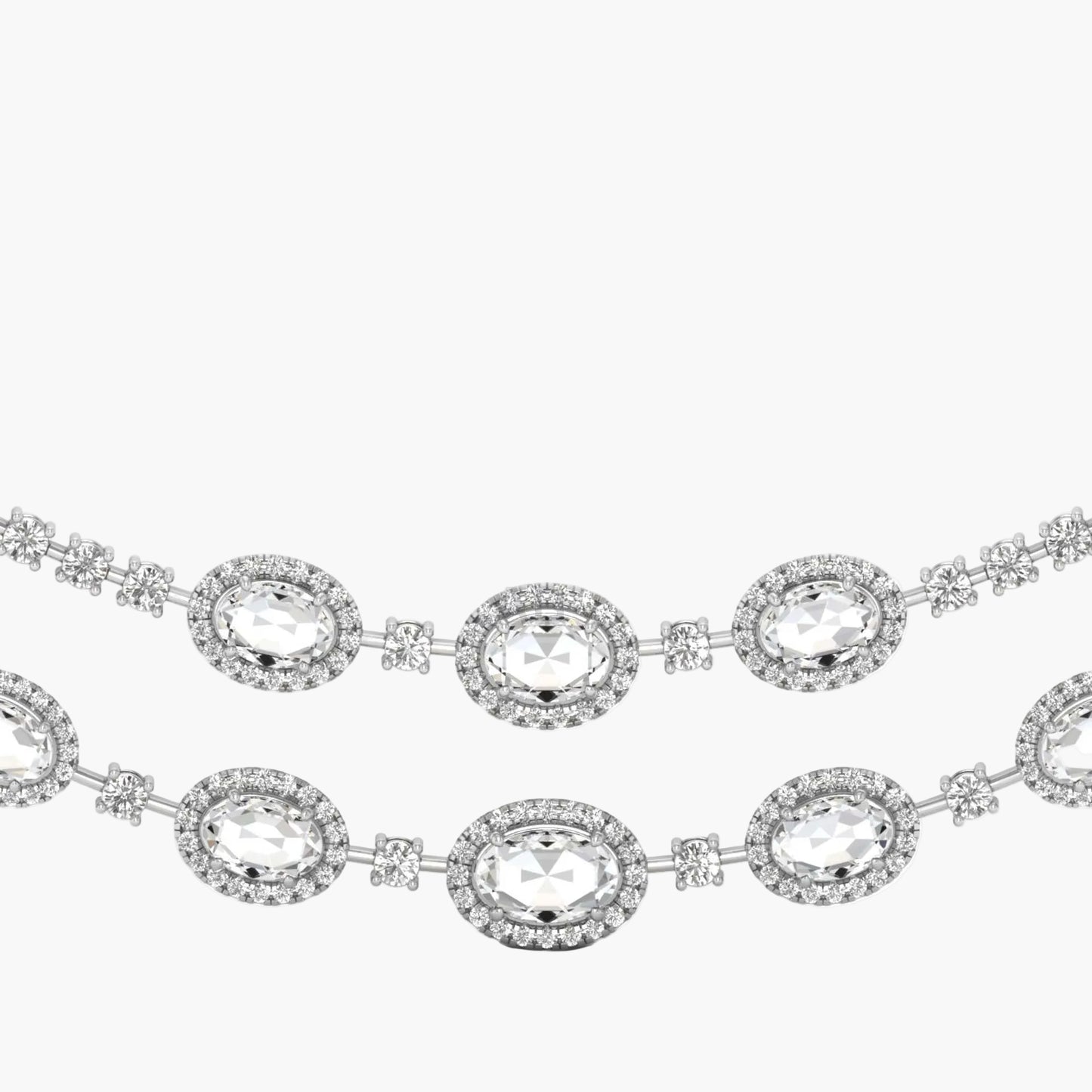 Elegant diamond necklace on a white background