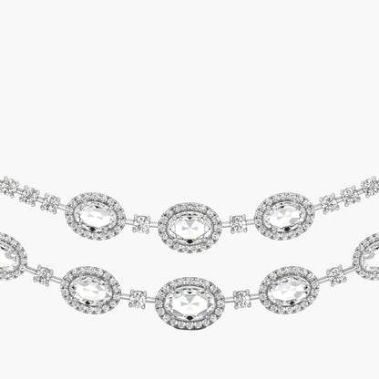 Elegant diamond necklace on a white background