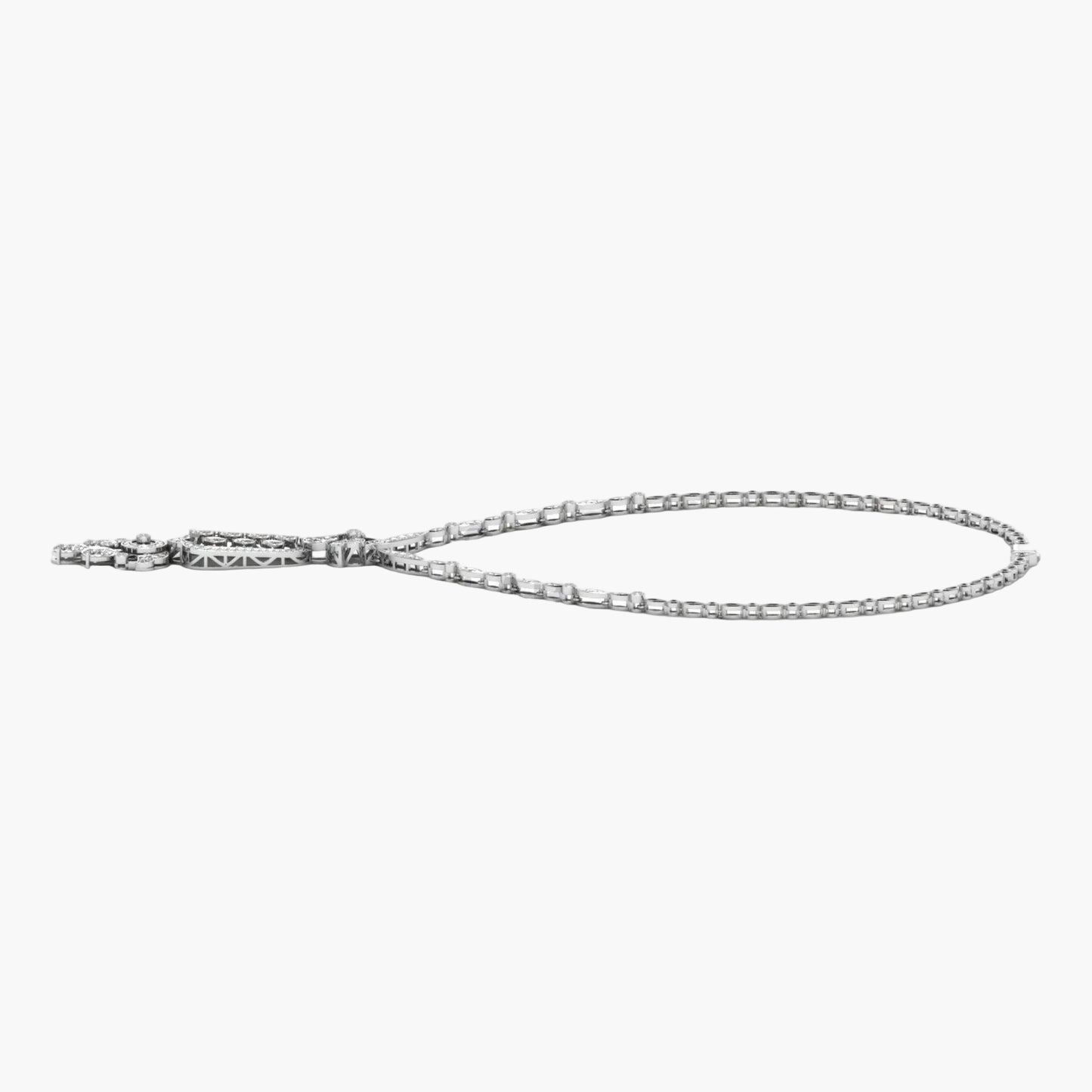 Silver chain necklace on a white background