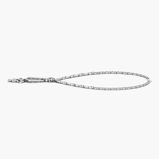 Silver chain necklace on a white background